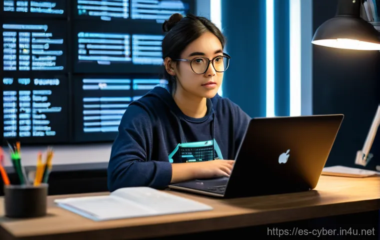 사이버보안 커리어 로드맵 - Image Prompt 1: The Aspiring Digital Detective's First Dive**